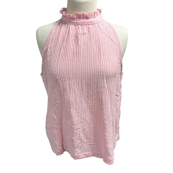 NWT Universal Thread Pink/White Striped High-Neck Tank Top Size Medium - Picture 4 of 8